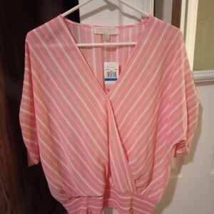 Michael Kors Pink Wrap Blouse with Dolman Sleeves